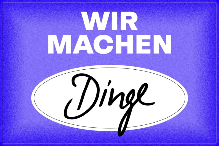 Logo von "Wir machen Dinge" mit blauen Hintergrund